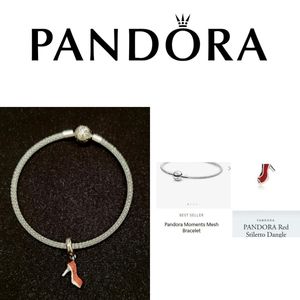PANDORA Silver Bracelet mesh with stiletto charm -SALE 👠❤️🌺